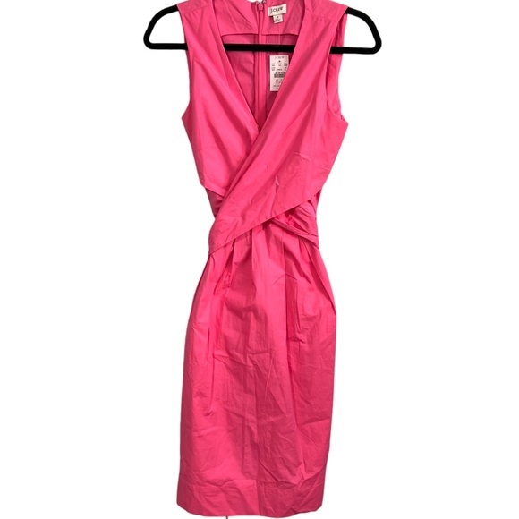 NWT J. Crew Upper Wrap Dress Hot Pink sleeveless MIDI too maxi length Size 2 - Picture 2 of 6